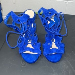 Steven Madden Royal blue suede open toe heels
